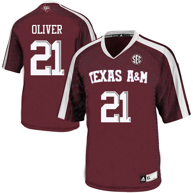 Men #21 Charles Oliver Texas A&M Aggies College Football Jerseys-Maroon - Click Image to Close